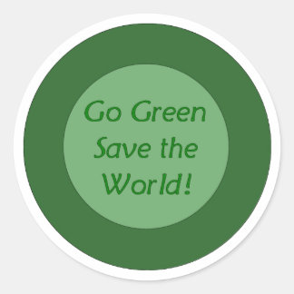 go green save world classic round sticker