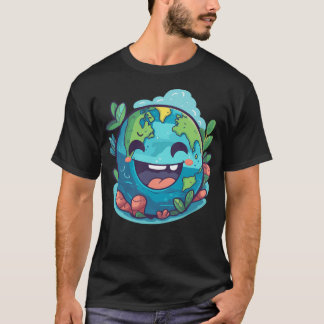 Go Green With Our Kawaii Cute Earth Collection On  T-Shirt