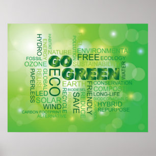 Go Green Word Cloud Poster