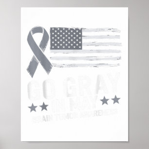 Go Grey In May Brain Cancer Awareness Month Warrio Poster