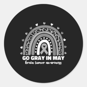 Go Grey In May Brain Tumour Awareness Month Rainbo Classic Round Sticker