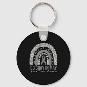 Go grey in may brain tumour awareness rainbow grey key ring