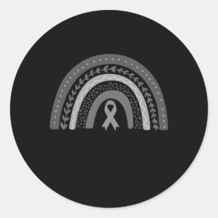 Go Grey In May Rainbow Brain Cancer Tumour Awarene Classic Round Sticker