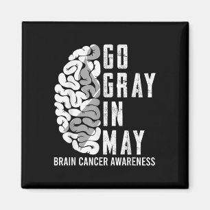 Go Grey Ribbon In May Brain Cancer Tumour Awarenes Magnet