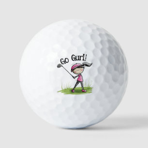"Go Gurl!" Fun Cartoon Golf Ball for Women Golfers