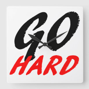 Go Hard Square Wall Clock