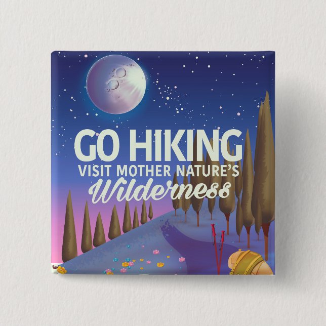 Go Hiking! (Night Edition) 15 Cm Square Badge (Front)