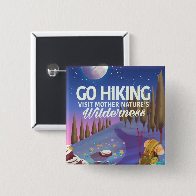 Go Hiking! (Night Edition) 15 Cm Square Badge (Front & Back)