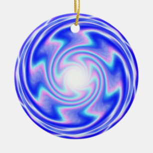 Go into the light - blue spiral (add words) ceramic tree decoration