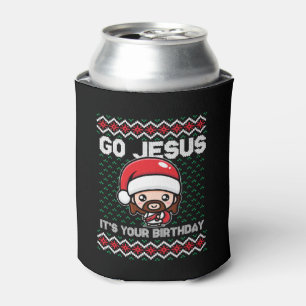Go Jesus Birthday Team Jesus Christmas Funny Can Cooler