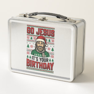 Go Jesus Christmas Birthday Vintage Shirt Metal Lunch Box