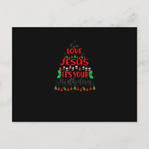 Go Jesus It's Your Birthday Christmas Tree ornamen Postcard
