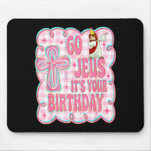 Go Jesus Its Your Birthday Cute Bow Sweater Funny Mouse Mat