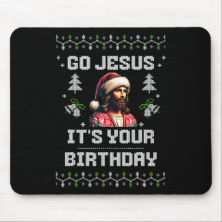 Go Jesus It's Your Birthday Funny Ugly Christmas S Mouse Mat