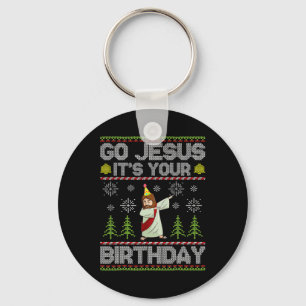 Go Jesus It's Your Birthday Ugly Christmas Fun Key Ring
