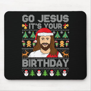 Go Jesus It's Your Birthday Ugly Christmas Sweater Mouse Mat