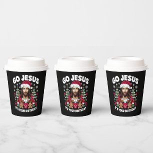 Go Jesus It's Your Birthday Ugly Christmas Sweater Paper Cups