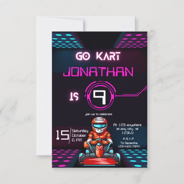 Go Kart Birthday invitation (Front)