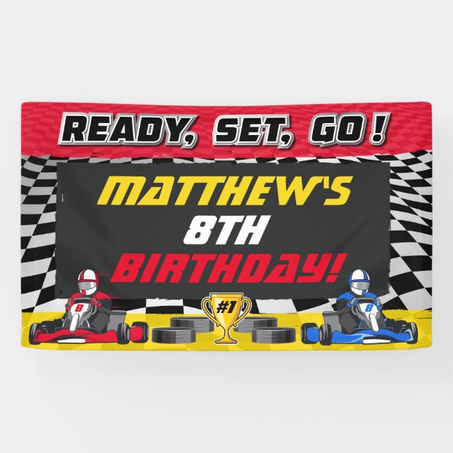 Go Kart Birthday Party Racing  Banner (Horizontal)