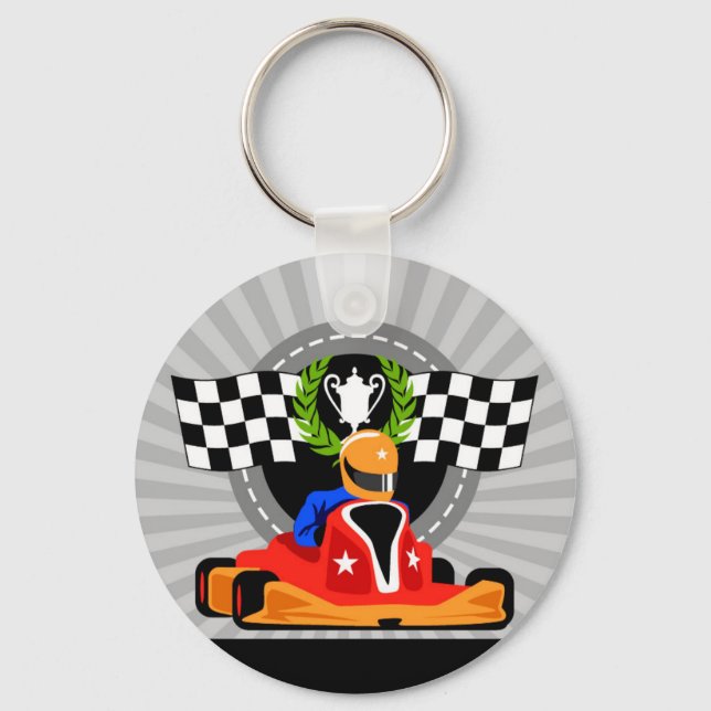 Go Kart button Key ring birthday favour gift (Front)
