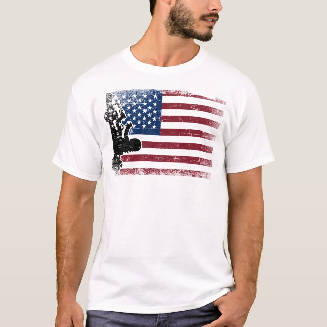 Go Kart Go Kart American Flag American Flag T-Shirt (Front)