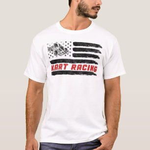 Go Kart Kart Racing American Flag Vintage T-Shirt
