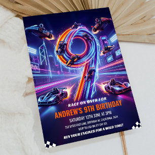 Go Kart Race 9th Birthday Invitation