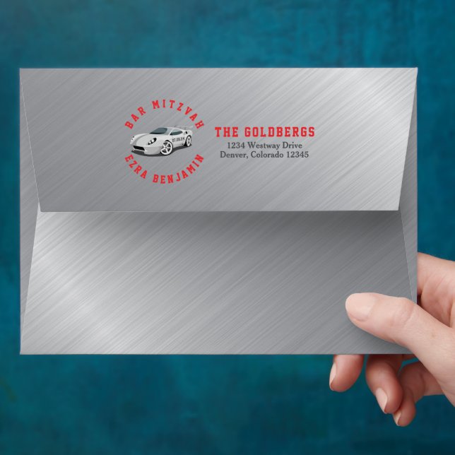 Go-Kart Race Car Racing Bar Mitzvah Envelope (Hand)