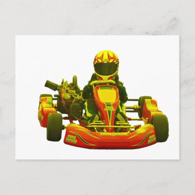 Go Kart Racer in Yellow Postcard (Front)