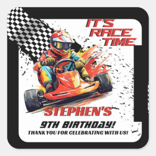Go Kart Racing Birthday Party Square Sticker