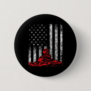Go Kart Racing - Go Karting Usa American Flag Race 6 Cm Round Badge