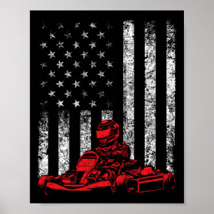 Go Kart Racing - Go Karting Usa American Flag Race Poster