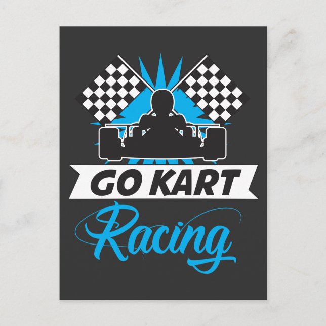 Go Kart Racing Silhouette Flag Goal Winner Postcard (Front)