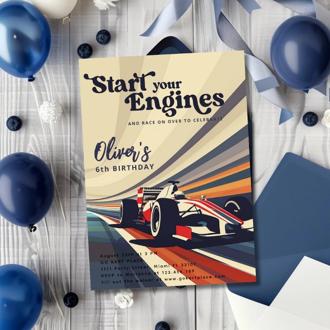 Go Karting Go Kart Racing Car Boy Birthday Party Invitation (Creator Uploaded)