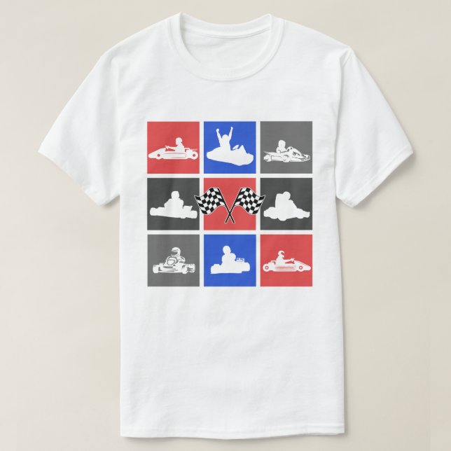 Go Karting Pop Art Kart Drivers T-Shirt (Design Front)