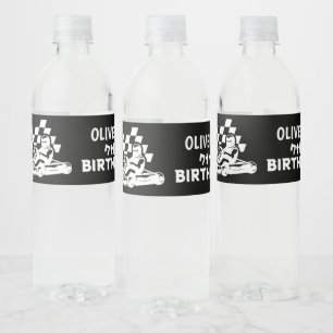 Go karting, racing car boy birthday  water bottle label
