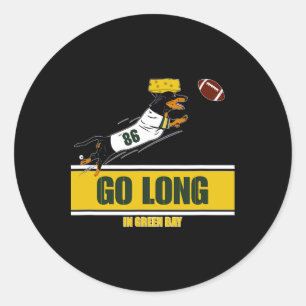 Go Long In Green Bay Funny Dachshund Football  Classic Round Sticker