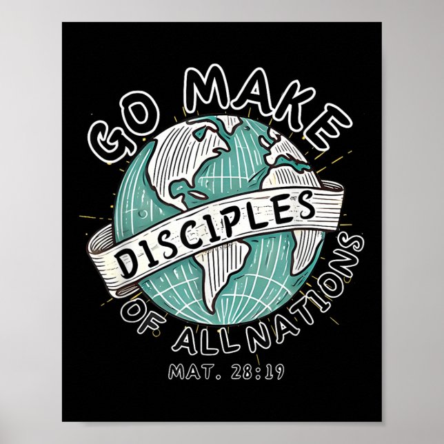 Go Make Disciples Of All Nations Retro World Map C Poster (Front)