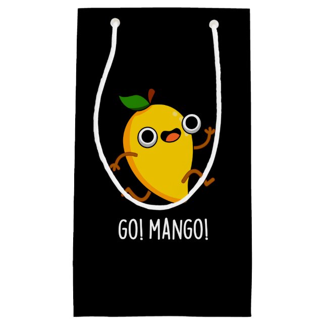 Go Mango Funny Running Mango Pun Dark BG Small Gift Bag (Front)