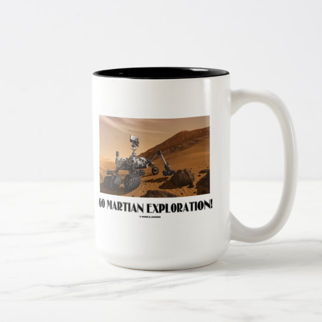 Go Martian Exploration! (Mars Rover Curiosity) Two-Tone Coffee Mug (Right)
