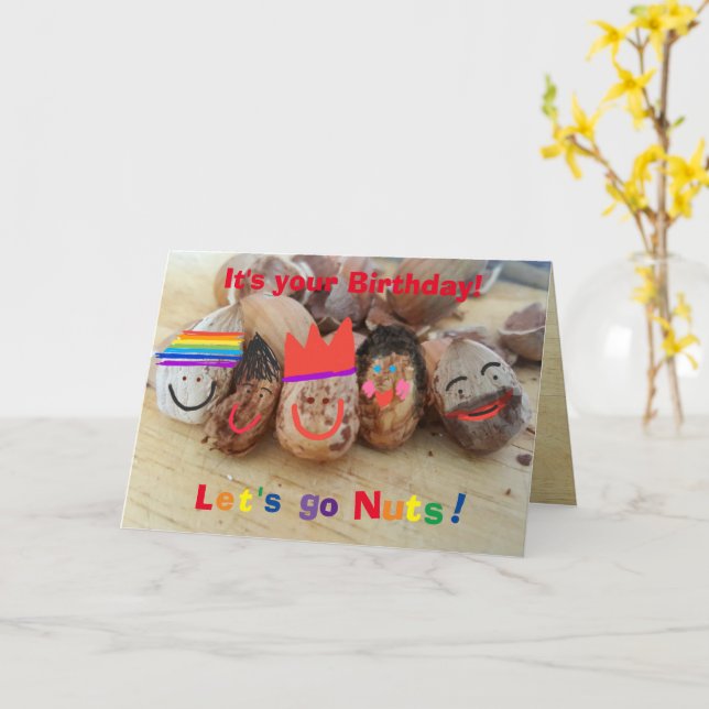 Go Nuts It's Your Birthday! - Fun Birthday Card (Yellow Flower)