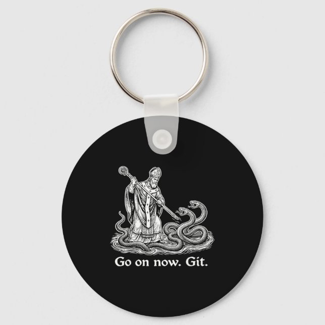 Go on git funny saint patrick irish st patrick day key ring (Front)