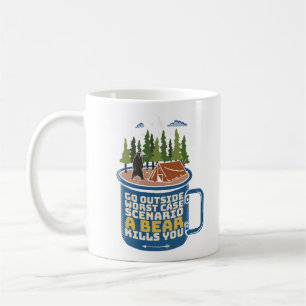 Go Outside Bear Attack Funny Saying Coffee Mug