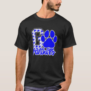 Go Panthers Splatter Blue White Panther Pride Scho T-Shirt