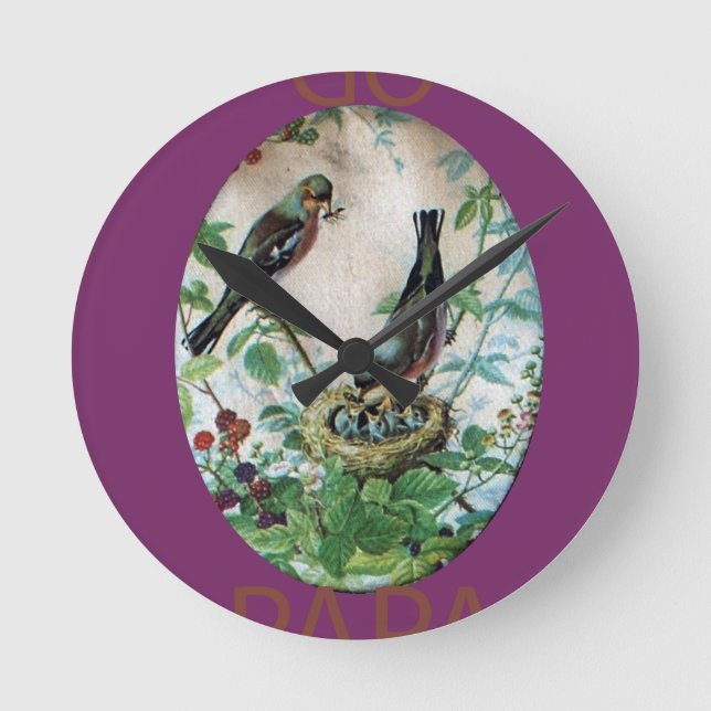 Go Papa Time simple basic needs Customise Product Round Clock (Front)