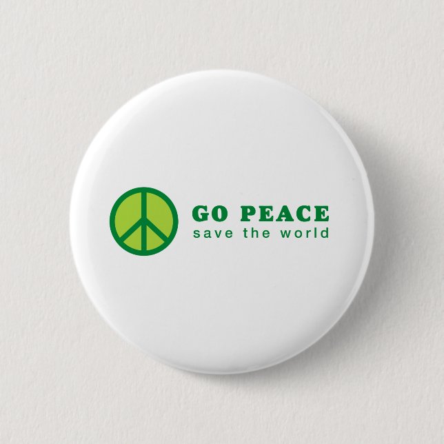 Go Peace (Green) 6 Cm Round Badge (Front)