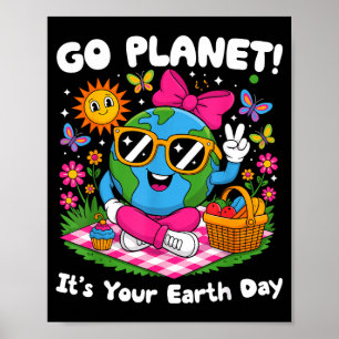 Go planet! earth day 2026 cute teacher kids poster