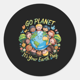 Go Planet Earth Day 2026 Teacher Kids Cute Classic Round Sticker