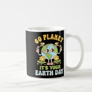 Go planet earth day 2026 teacher kids retro earth coffee mug