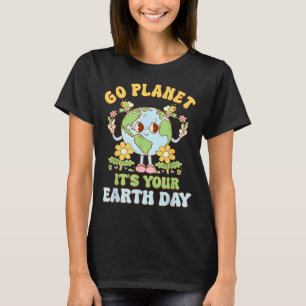 Go planet earth day 2026 teacher kids retro earth T-Shirt